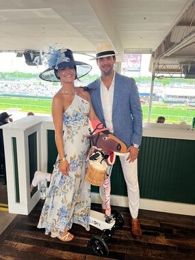 Floral Halter Maxi Dress in Light Blue and Cream